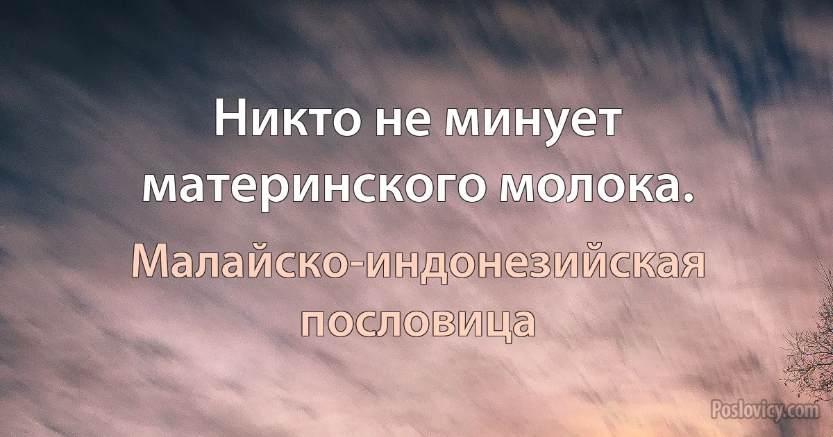 Никто не минует материнского молока. (Малайско-индонезийская пословица)