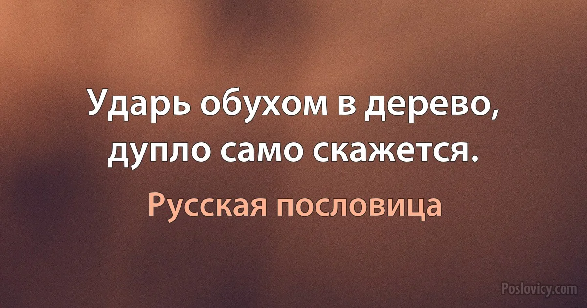 Ударь обухом в дерево, дупло само скажется. (Русская пословица)