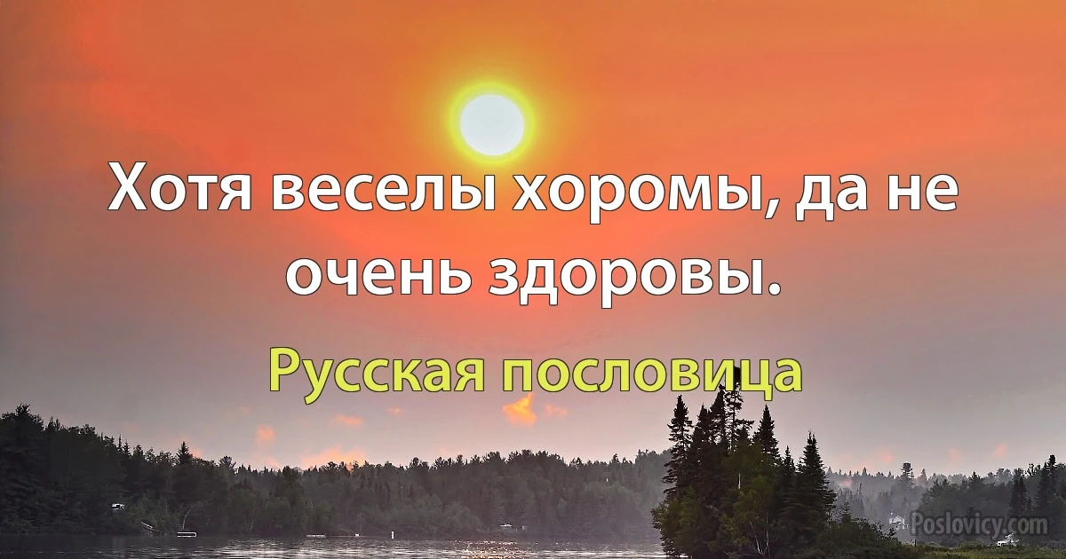 Хотя веселы хоромы, да не очень здоровы. (Русская пословица)