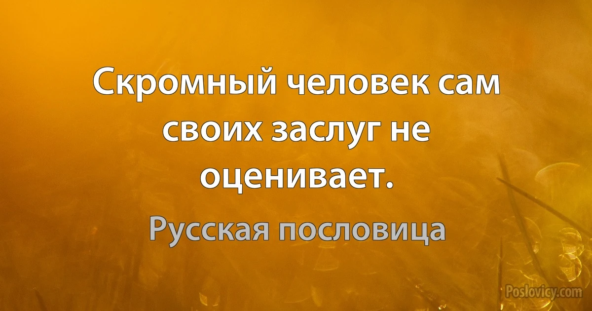 Скромный человек сам своих заслуг не оценивает. (Русская пословица)