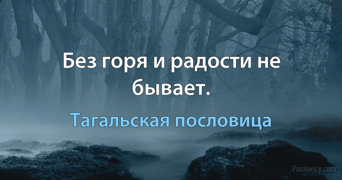 Без горя и радости не бывает. (Тагальская пословица)