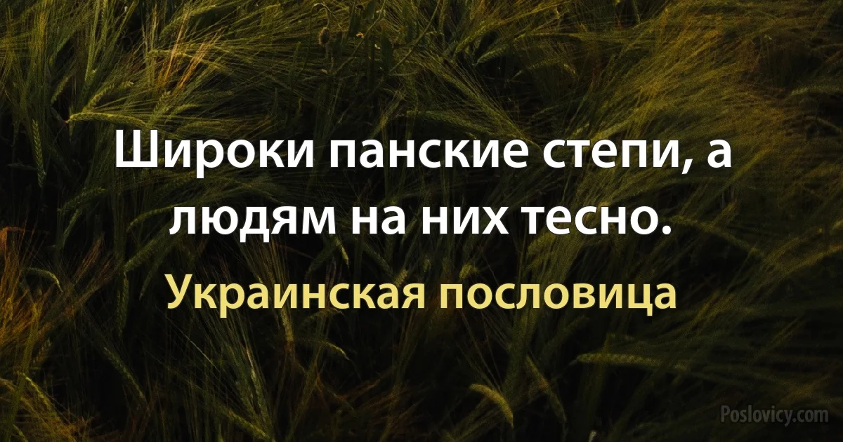 Широки панские степи, а людям на них тесно. (Украинская пословица)