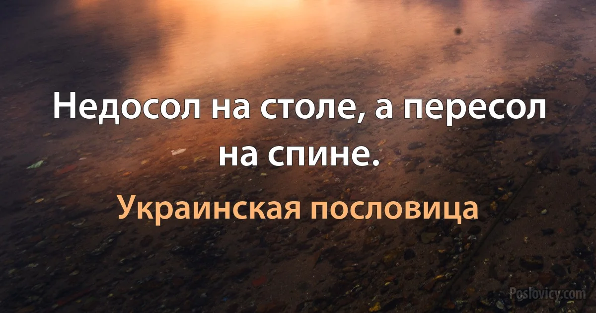 Недосол на столе, а пересол на спине. (Украинская пословица)