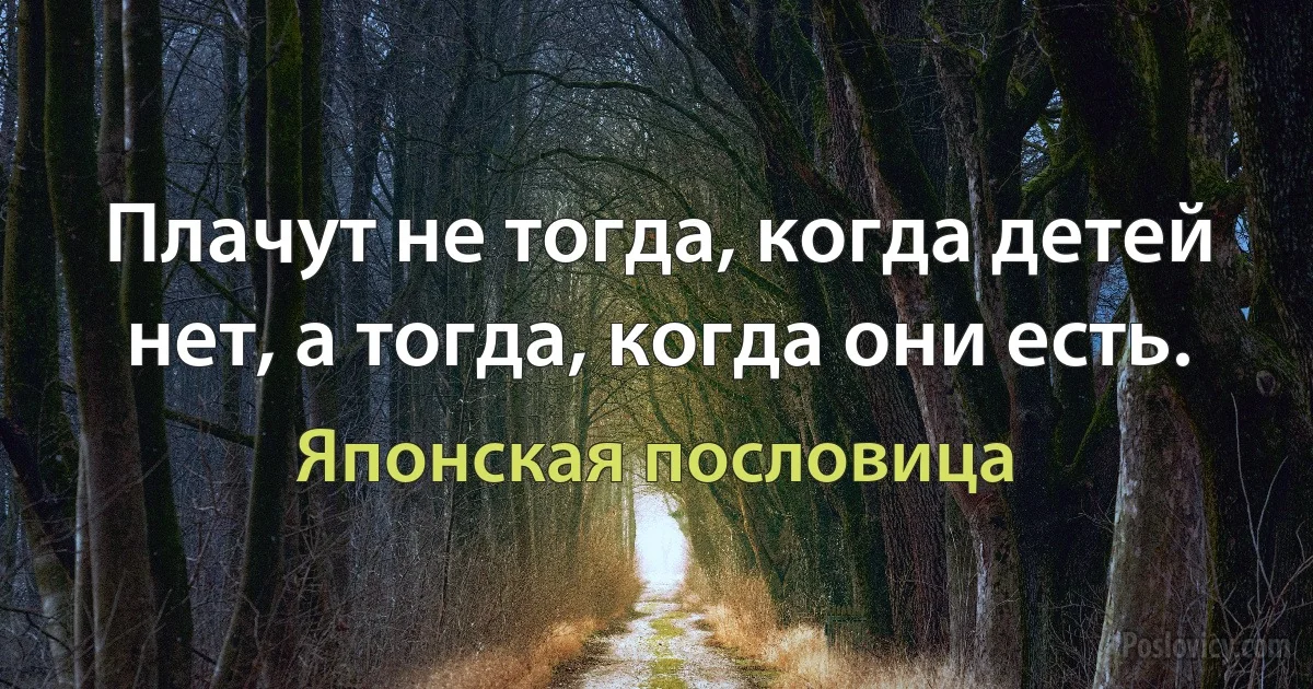 Плачут не тогда, когда детей нет, а тогда, когда они есть. (Японская пословица)