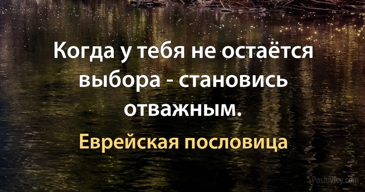 Когда у тебя не остаётся выбора - становись отважным. (Еврейская пословица)