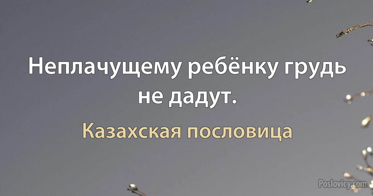 Неплачущему ребёнку грудь не дадут. (Казахская пословица)