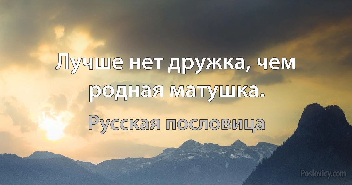 Лучше нет дружка, чем родная матушка. (Русская пословица)