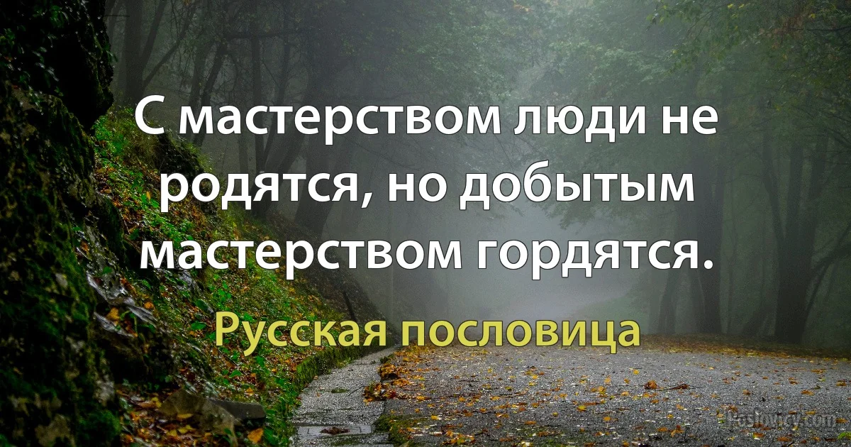 С мастерством люди не родятся, но добытым мастерством гордятся. (Русская пословица)