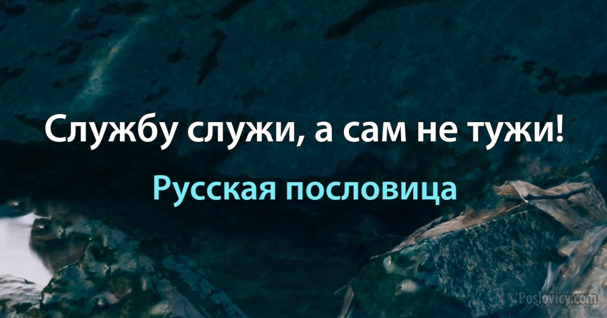 Службу служи, а сам не тужи! (Русская пословица)