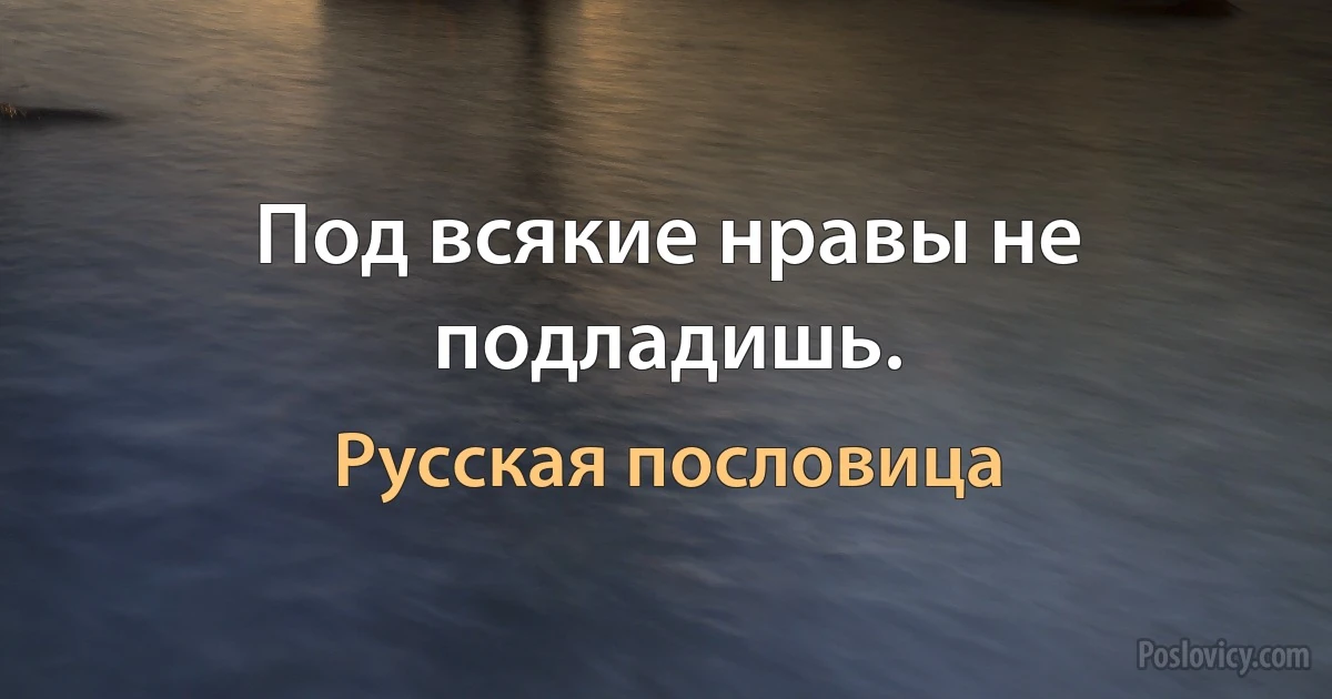 Под всякие нравы не подладишь. (Русская пословица)