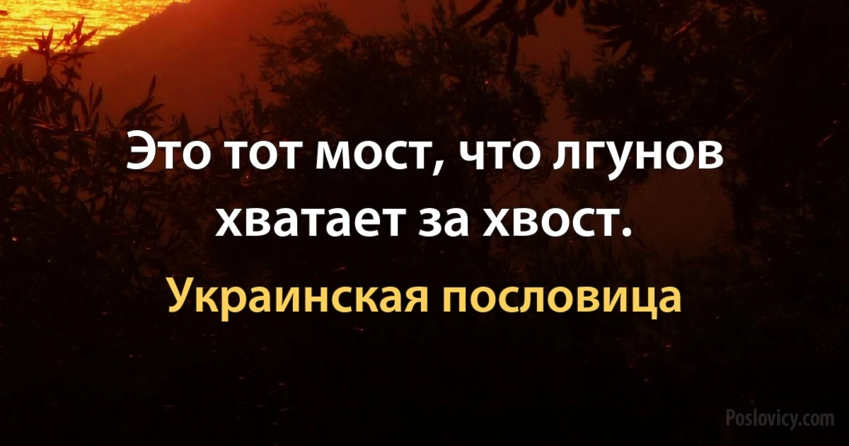 Это тот мост, что лгунов хватает за хвост. (Украинская пословица)