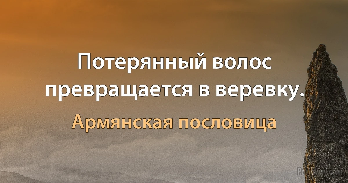 Потерянный волос превращается в веревку. (Армянская пословица)