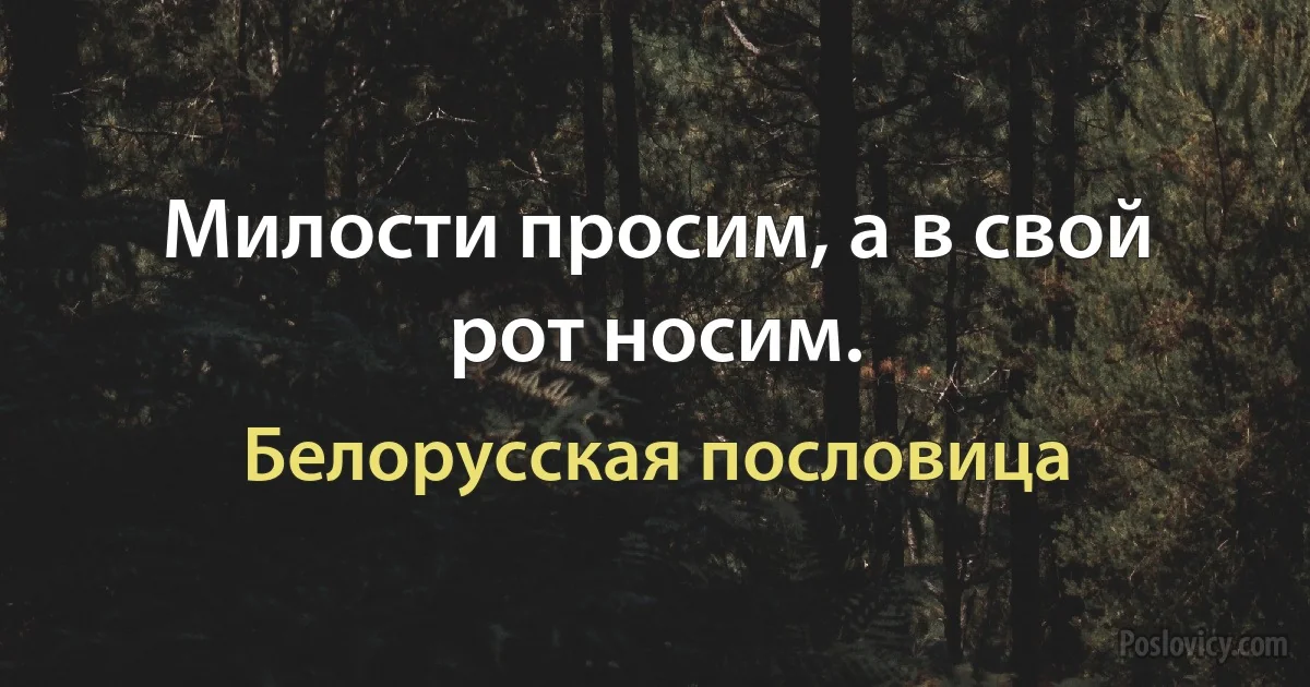 Милости просим, а в свой рот носим. (Белорусская пословица)