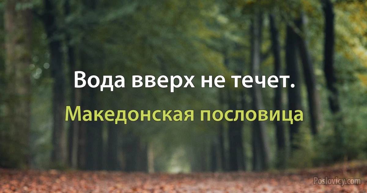 Вода вверх не течет. (Македонская пословица)