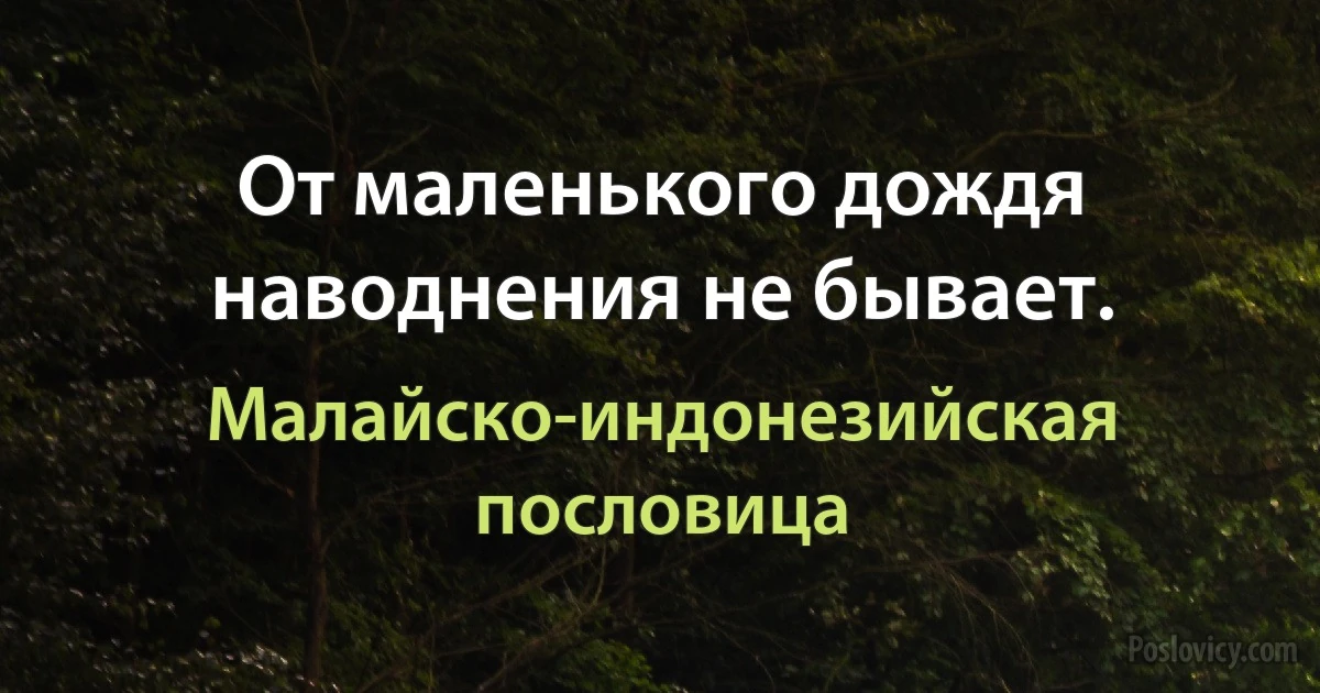 От маленького дождя наводнения не бывает. (Малайско-индонезийская пословица)