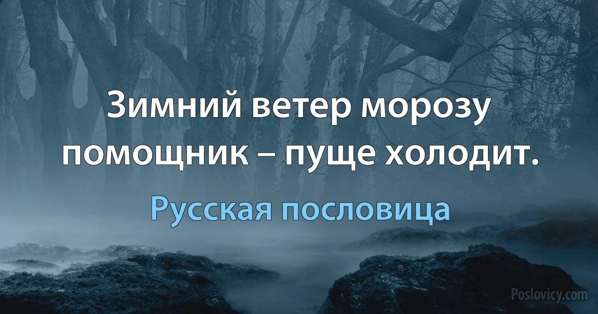 Зимний ветер морозу помощник – пуще холодит. (Русская пословица)