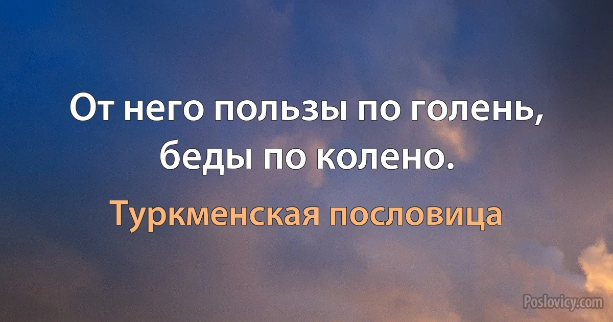 От него пользы по голень, беды по колено. (Туркменская пословица)