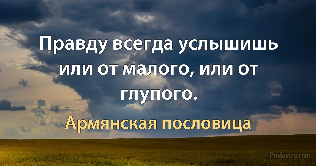 Правду всегда услышишь или от малого, или от глупого. (Армянская пословица)