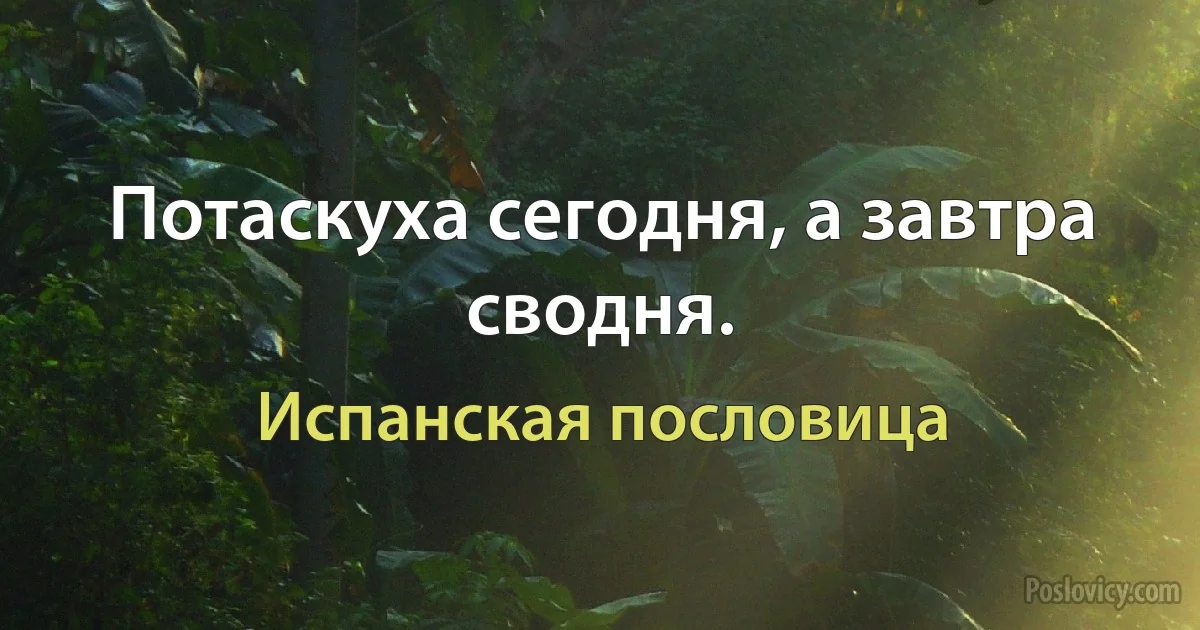 Потаскуха сегодня, а завтра сводня. (Испанская пословица)