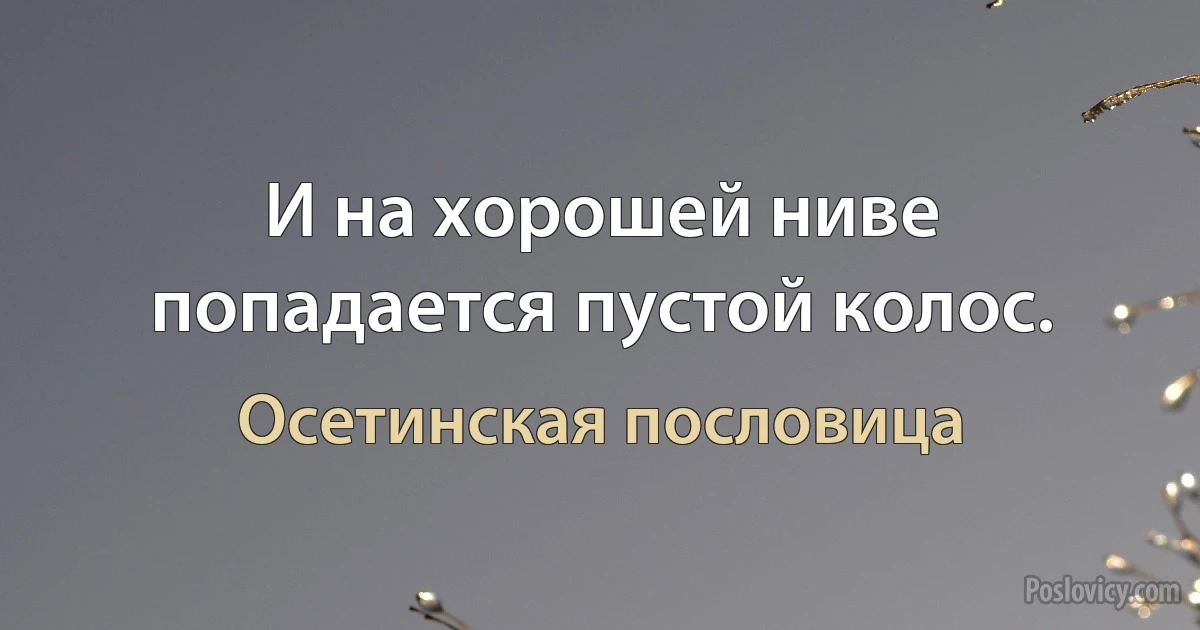 И на хорошей ниве попадается пустой колос. (Осетинская пословица)