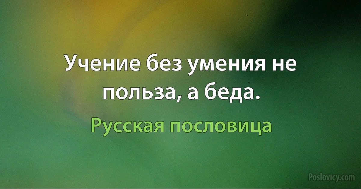 Учение без умения не польза, а беда. (Русская пословица)