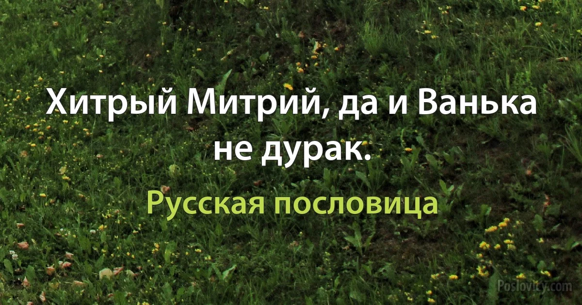 Хитрый Митрий, да и Ванька не дурак. (Русская пословица)