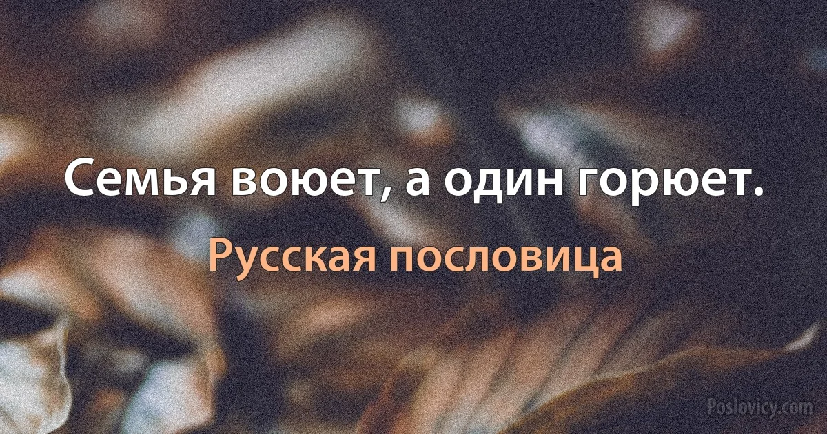 Семья воюет, а один горюет. (Русская пословица)