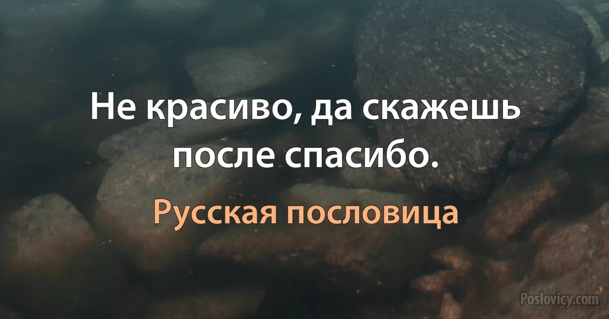 Не красиво, да скажешь после спасибо. (Русская пословица)