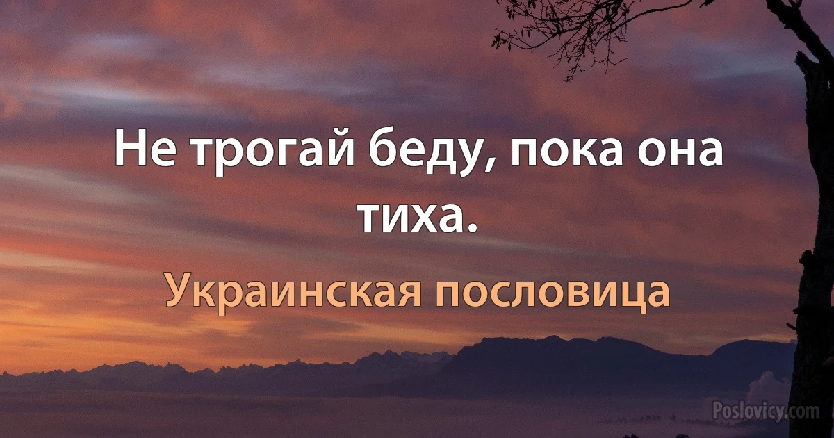 Не трогай беду, пока она тиха. (Украинская пословица)