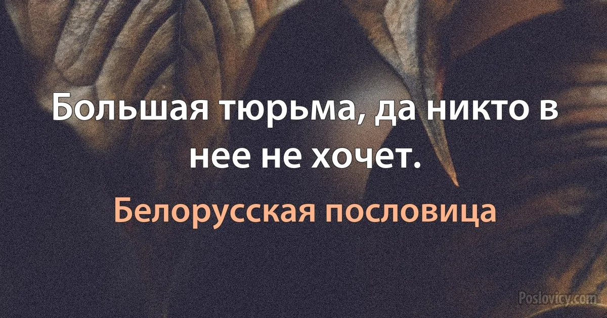 Большая тюрьма, да никто в нее не хочет. (Белорусская пословица)