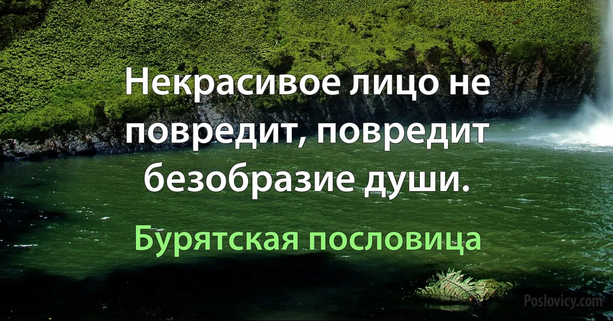 Некрасивое лицо не повредит, повредит безобразие души. (Бурятская пословица)