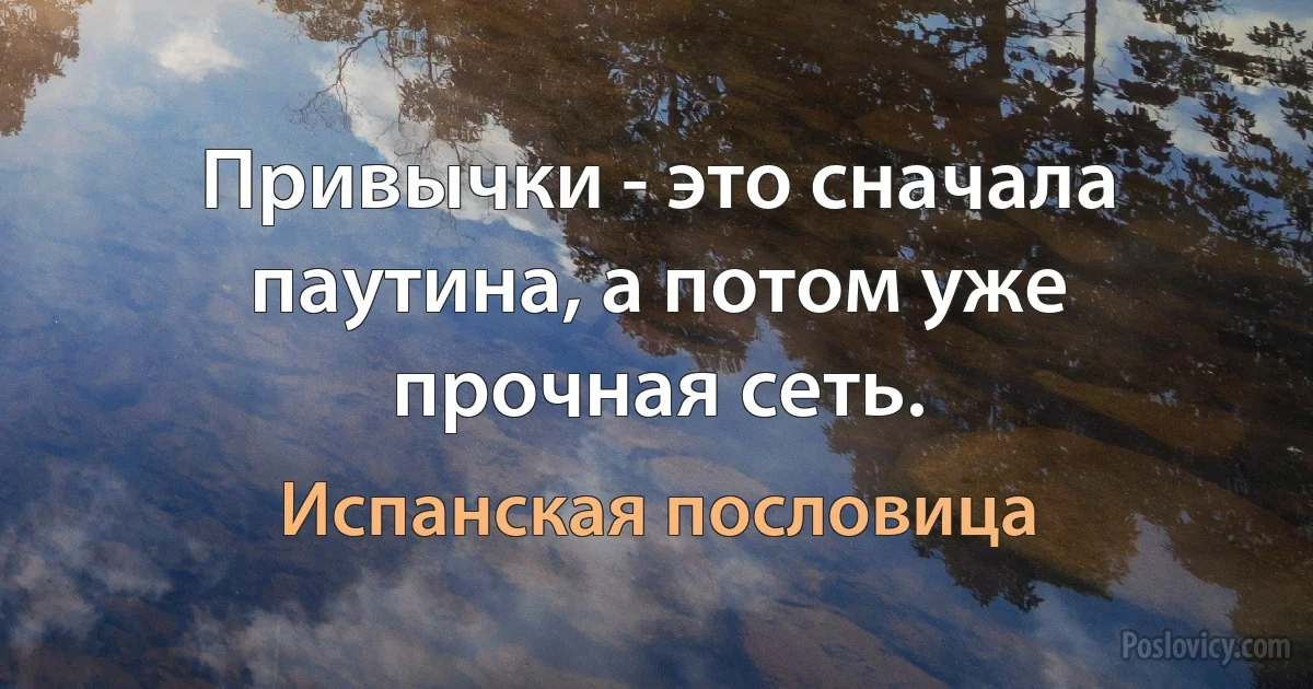 Привычки - это сначала паутина, а потом уже прочная сеть. (Испанская пословица)