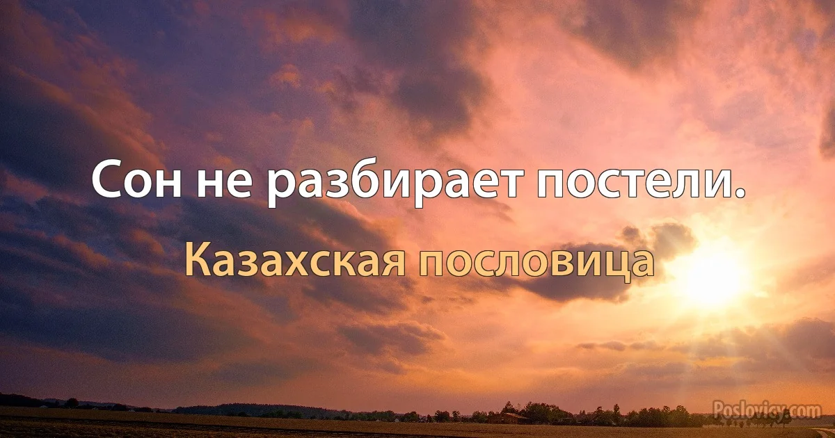 Сон не разбирает постели. (Казахская пословица)