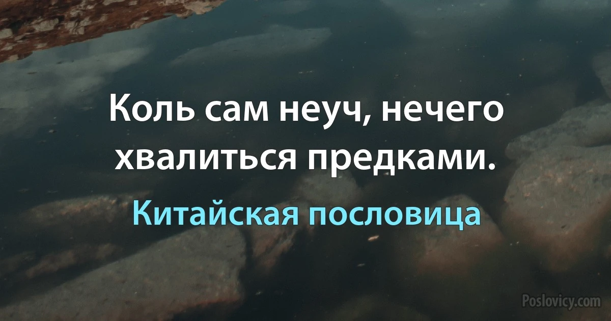 Коль сам неуч, нечего хвалиться предками. (Китайская пословица)