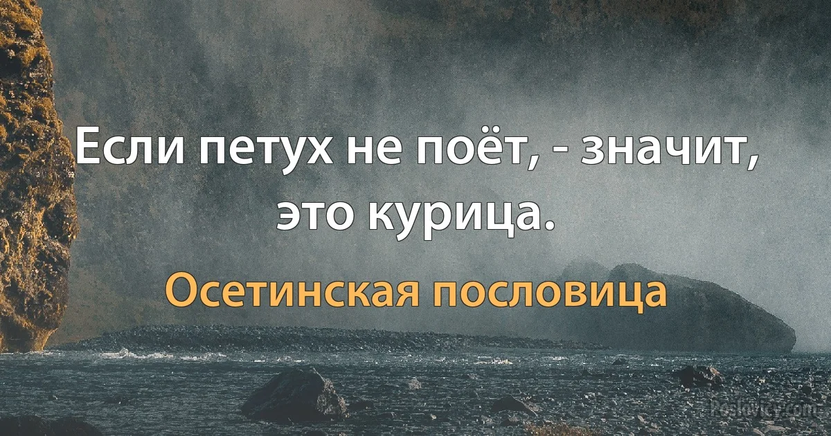 Если петух не поёт, - значит, это курица. (Осетинская пословица)