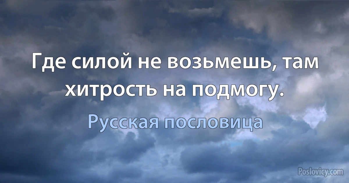 Где силой не возьмешь, там хитрость на подмогу. (Русская пословица)