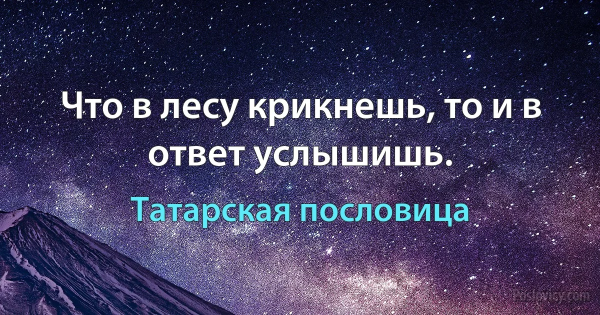 Что в лесу крикнешь, то и в ответ услышишь. (Татарская пословица)