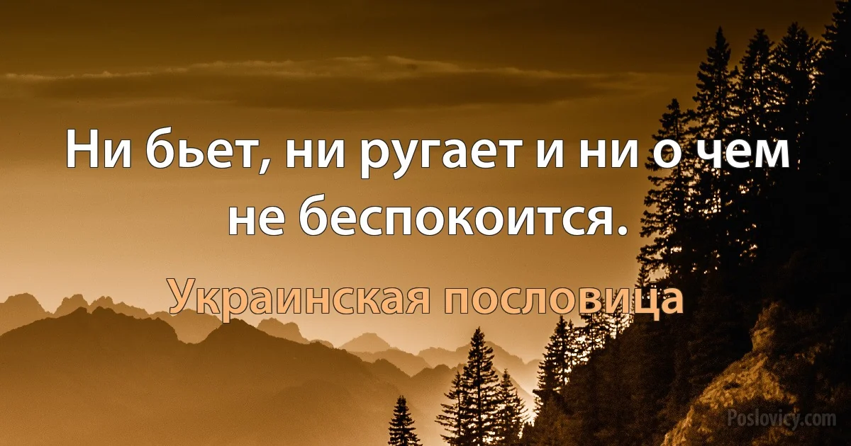 Ни бьет, ни ругает и ни о чем не беспокоится. (Украинская пословица)