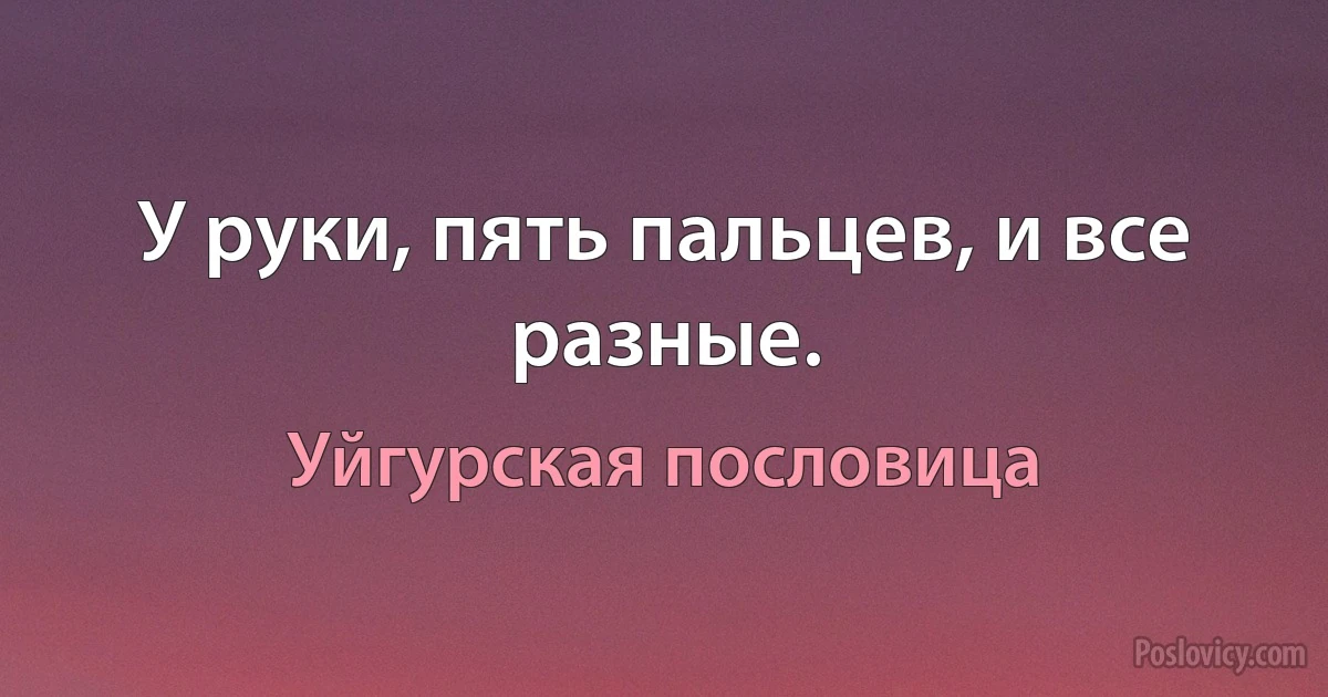 У руки, пять пальцев, и все разные. (Уйгурская пословица)