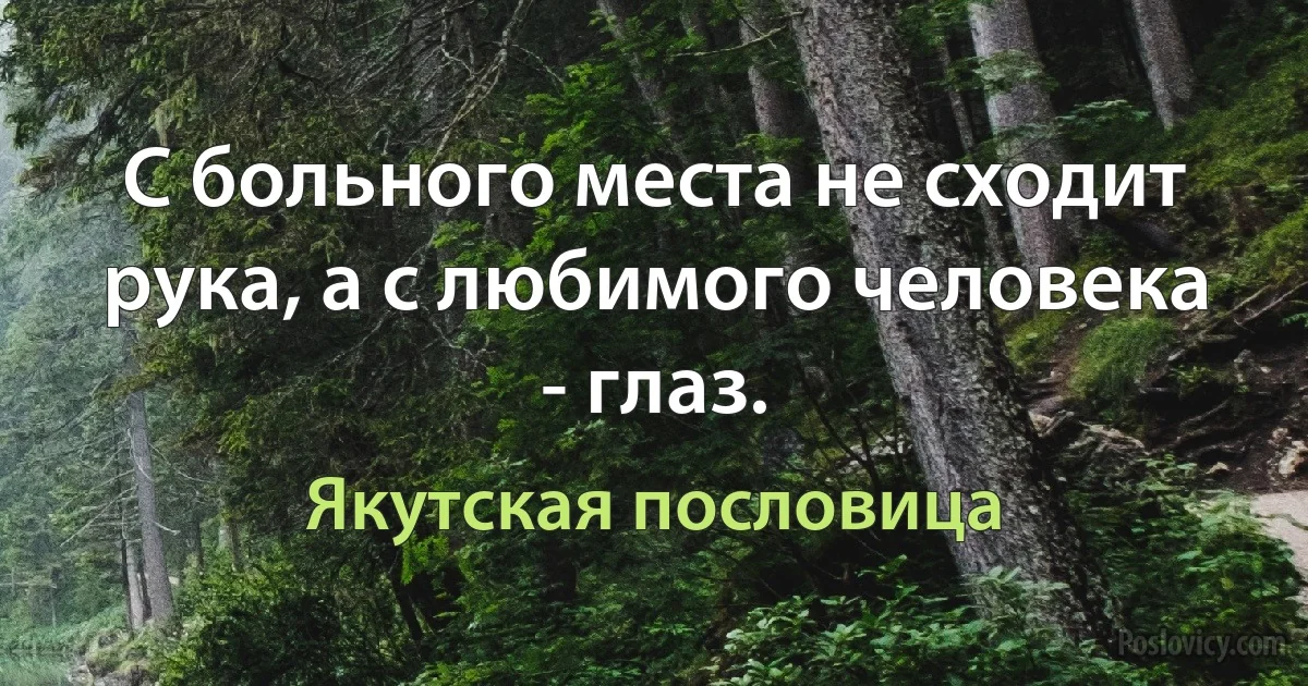 С больного места не сходит рука, а с любимого человека - глаз. (Якутская пословица)