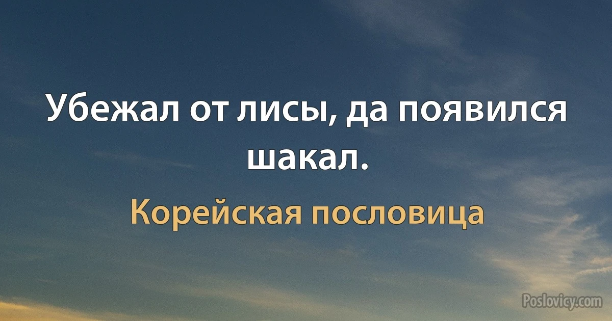 Убежал от лисы, да появился шакал. (Корейская пословица)