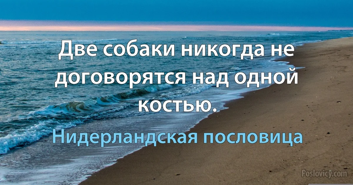 Две собаки никогда не договорятся над одной костью. (Нидерландская пословица)