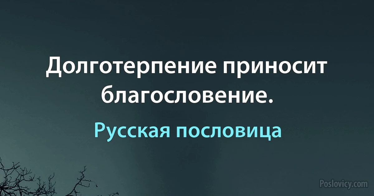 Долготерпение приносит благословение. (Русская пословица)