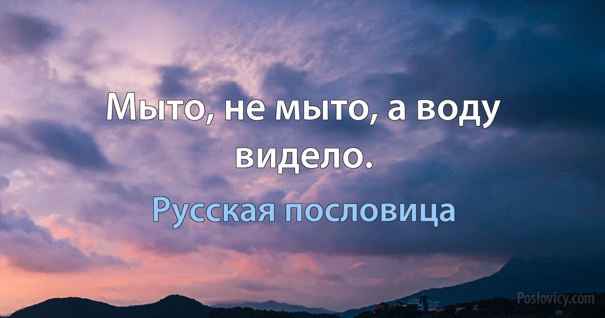 Мыто, не мыто, а воду видело. (Русская пословица)