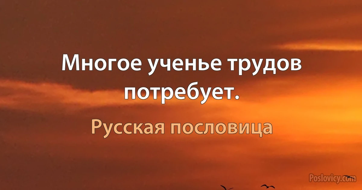 Многое ученье трудов потребует. (Русская пословица)