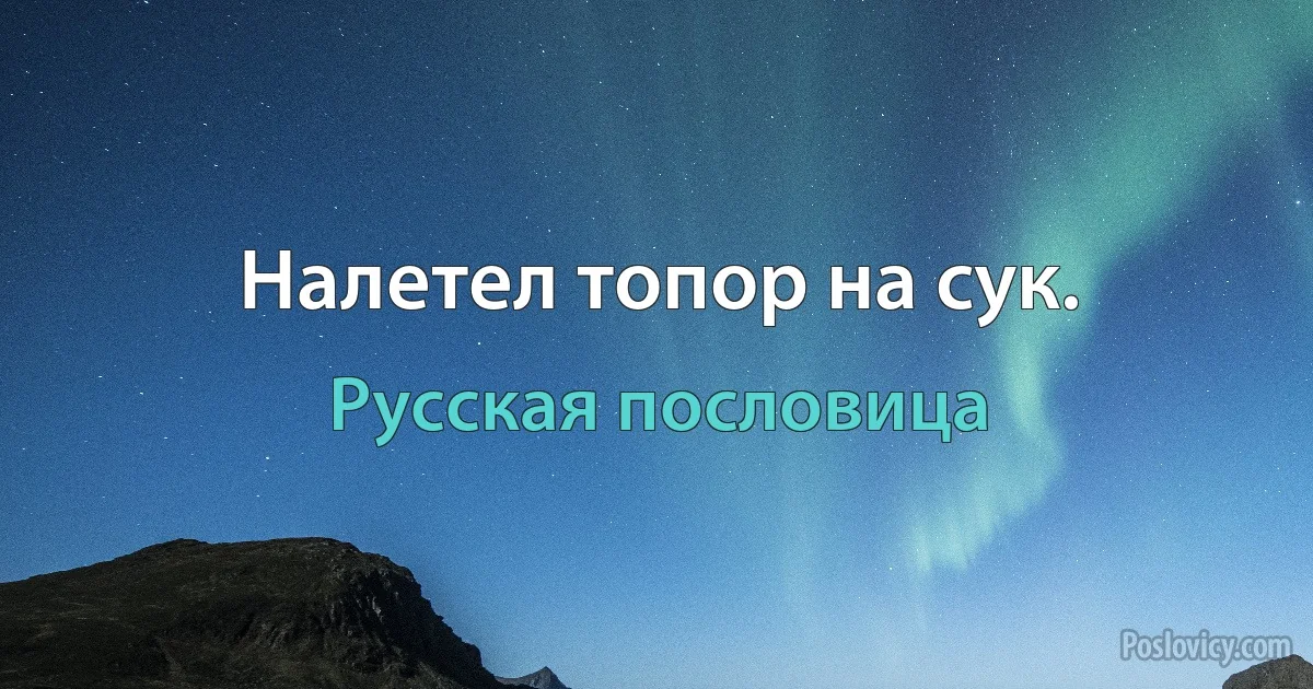 Налетел топор на сук. (Русская пословица)