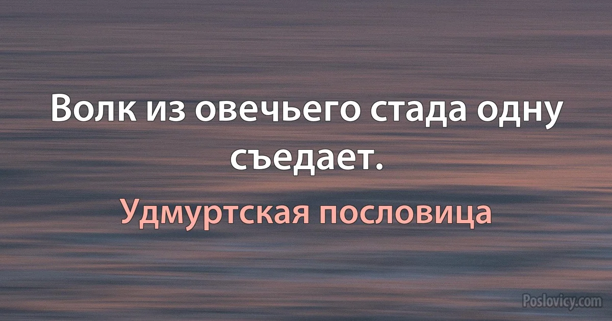 Волк из овечьего стада одну съедает. (Удмуртская пословица)