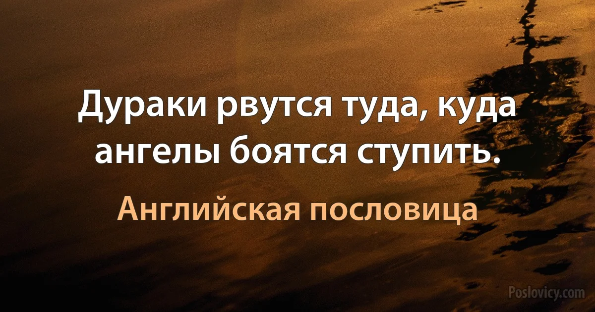 Дураки рвутся туда, куда ангелы боятся ступить. (Английская пословица)