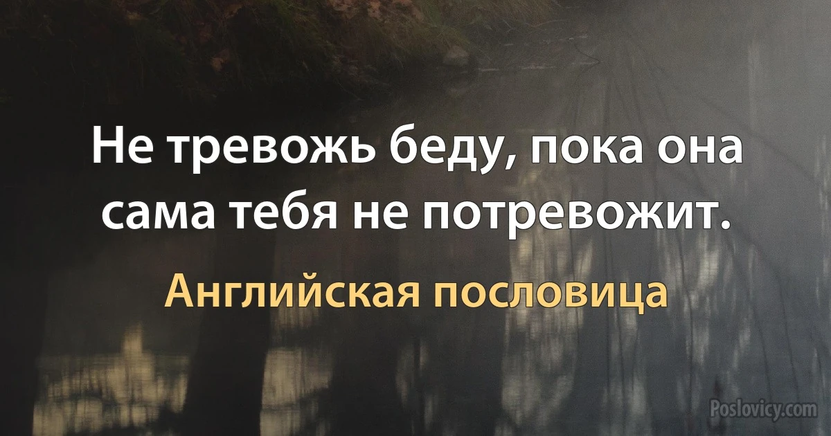 Не тревожь беду, пока она сама тебя не потревожит. (Английская пословица)