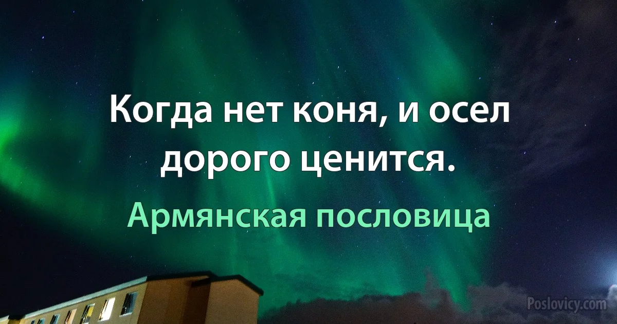 Когда нет коня, и осел дорого ценится. (Армянская пословица)